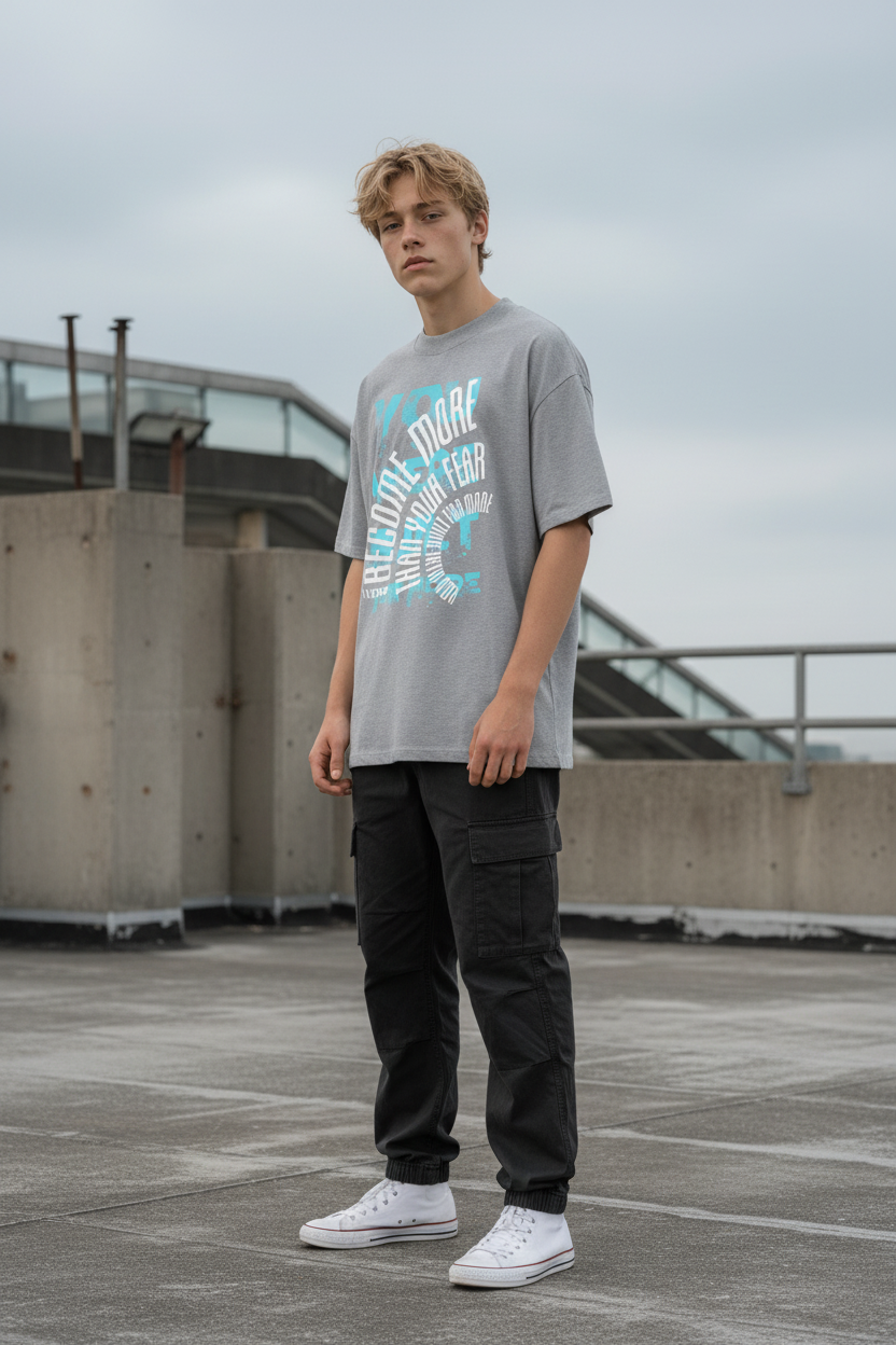 Elias - Heather Grey Oversized Tee