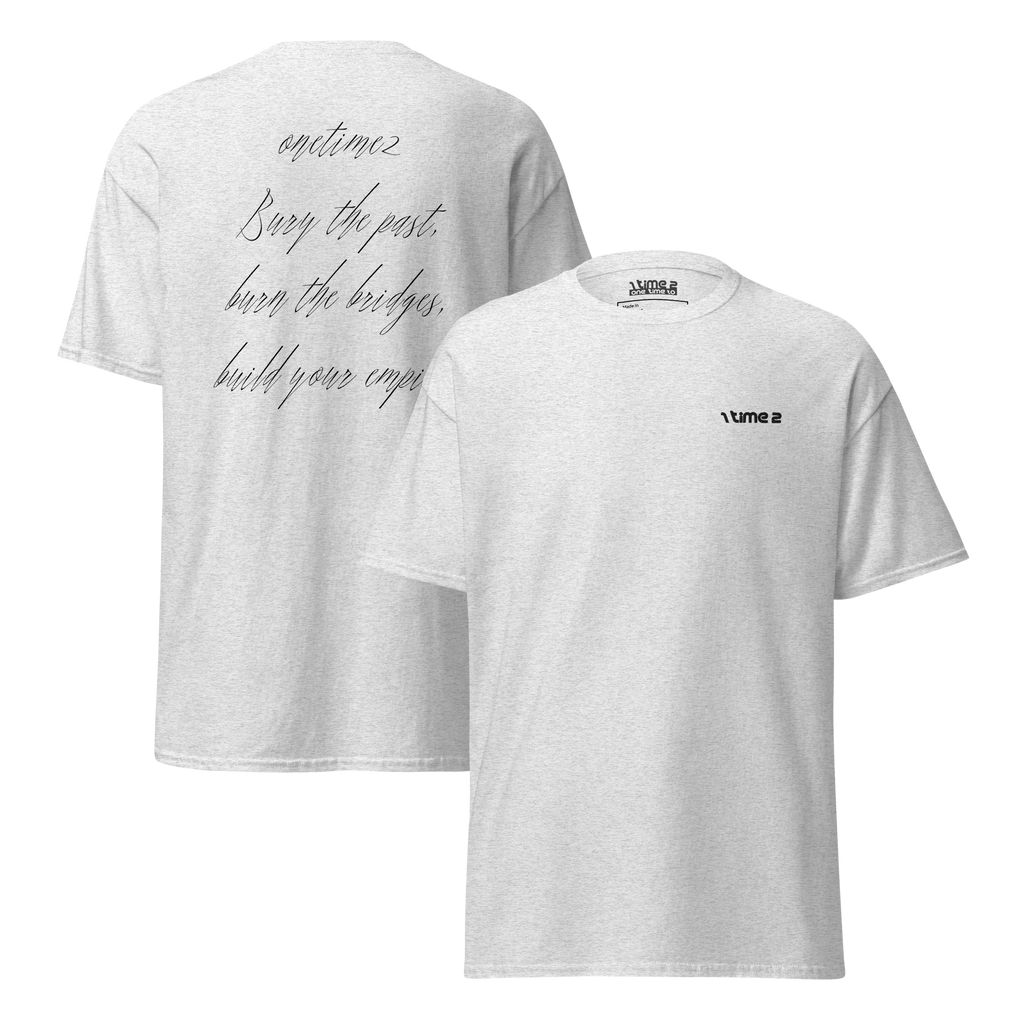 Bridges – Classic Cotton Tee in Ash, front and back view