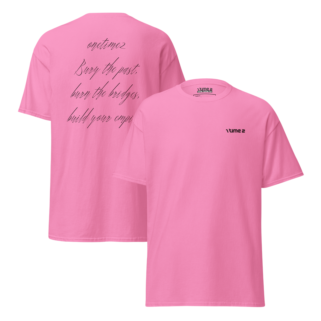 Bridges – Classic Cotton Tee in Azalea, front and back view