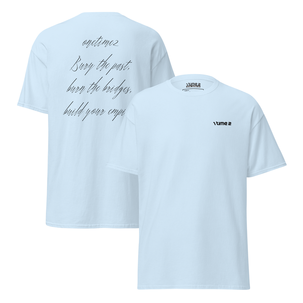 Bridges – Classic Cotton Tee in Light Blue, front and back view