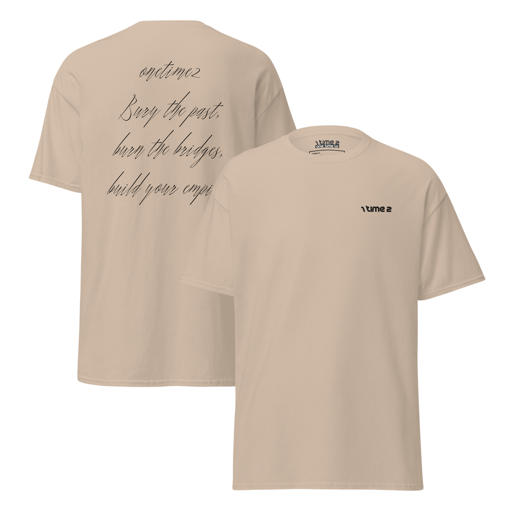 Bridges – Classic Cotton Tee in Sand, front and back view