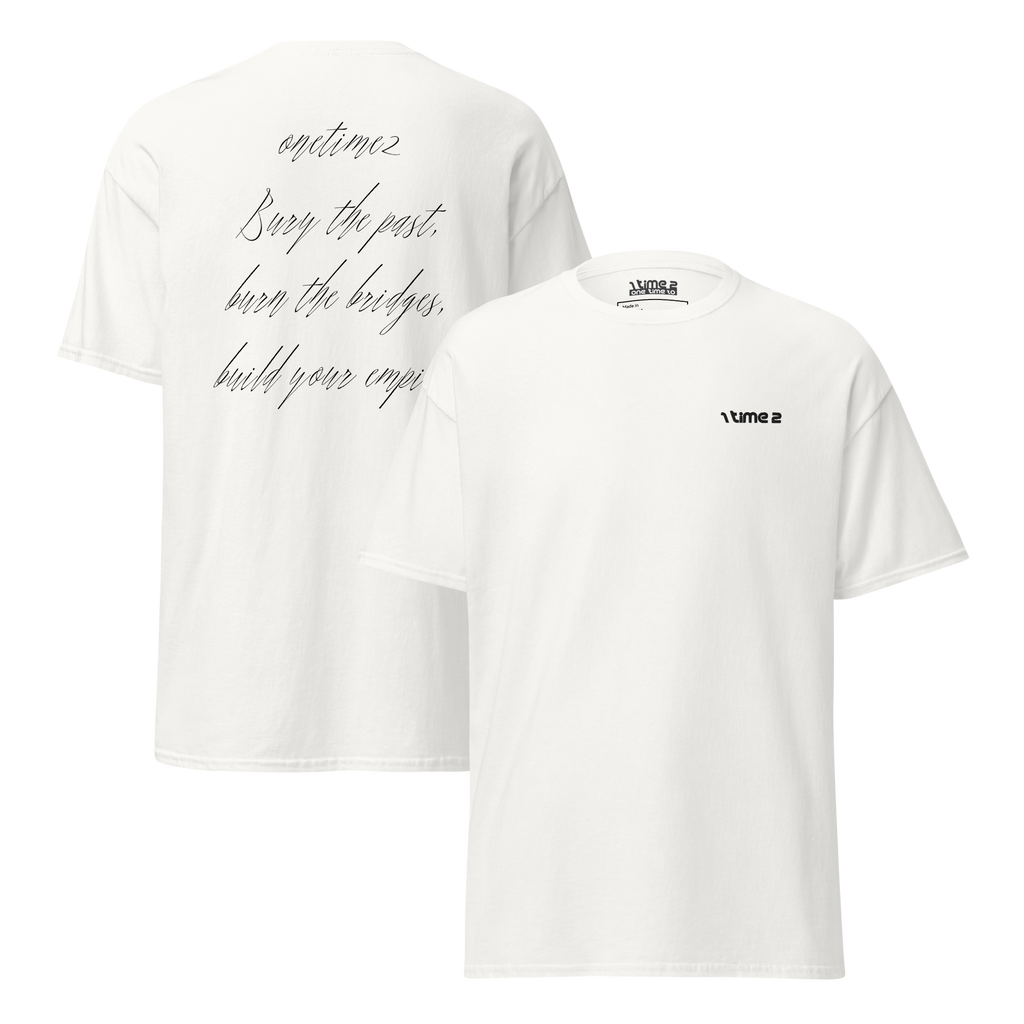 Bridges – Classic Cotton Tee in White, front and back view