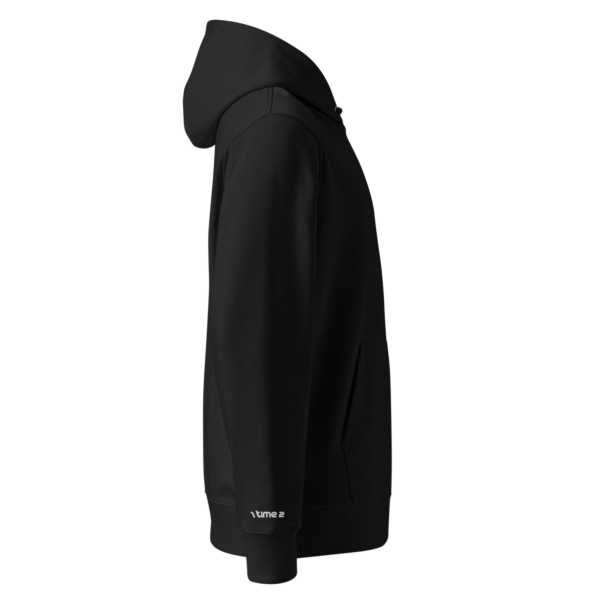 1TIME2 Essential Organic Hoodie in Black, right side