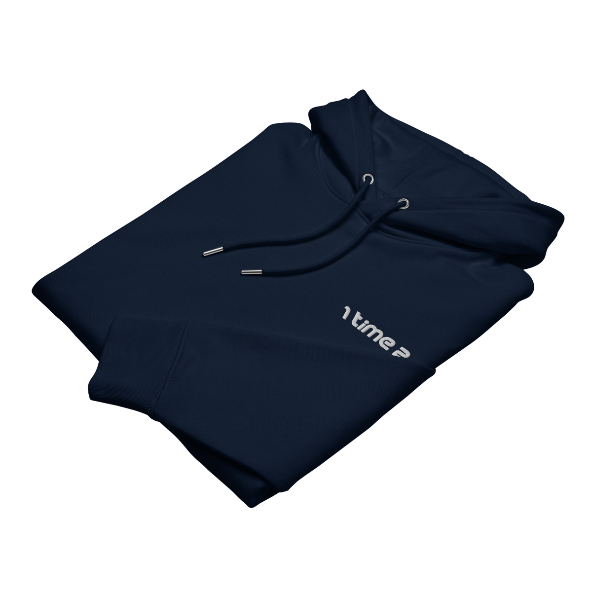 1TIME2 Essential Organic Hoodie in French Navy, front