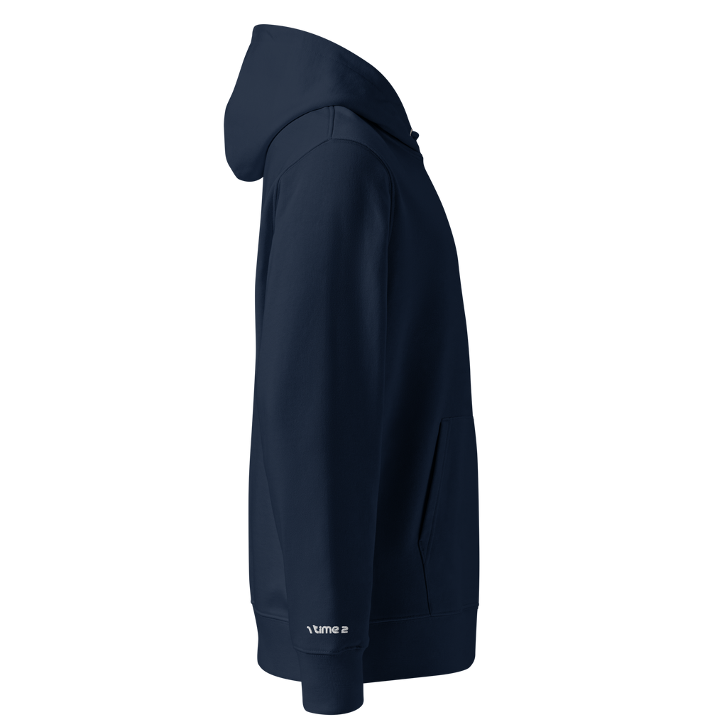 1TIME2 Essential Organic Hoodie in French Navy, right side