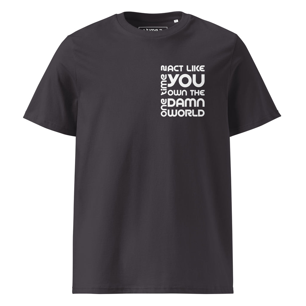 Organic Cotton Tee – Full Colour Range in Anthracite, front view