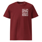 Organic Cotton Tee – Full Colour Range in Burgundy, front view