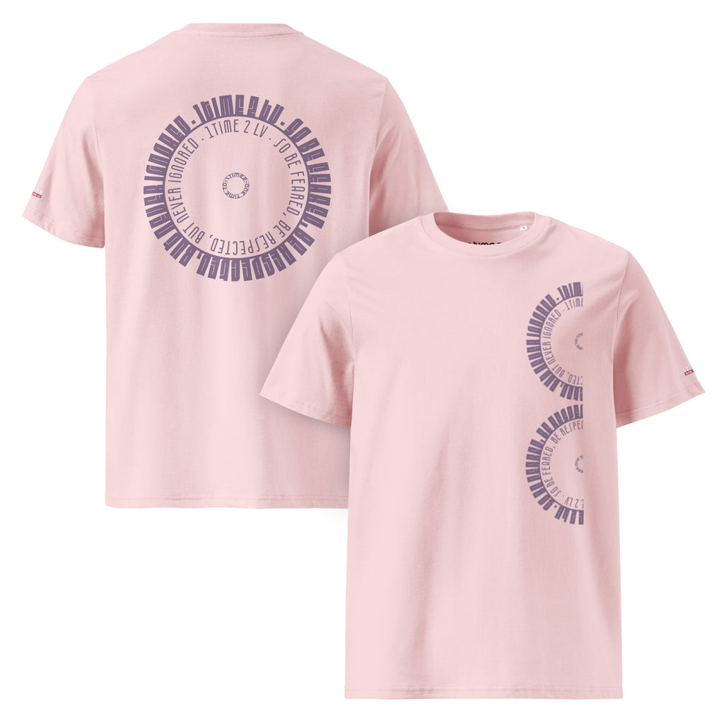 Be Feared: The Core – Organic Cotton Tee in Cotton Pink, front and back view