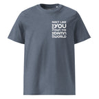 Organic Cotton Tee – Full Colour Range in Dark Heather Blue, front view