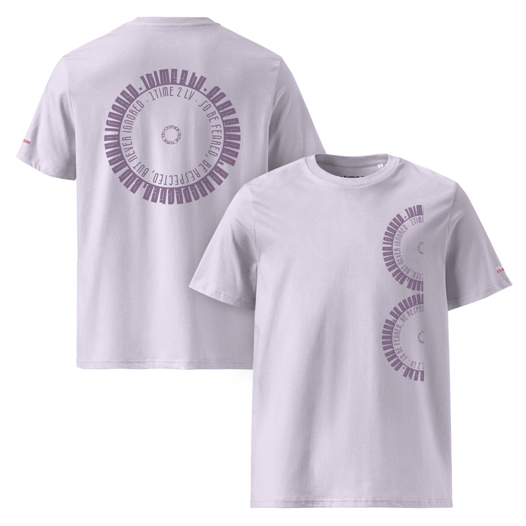 Be Feared: The Core – Organic Cotton Tee in Lavender, front and back view