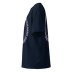 Be Feared Be U – Organic Oversized Tee in French Navy, left side view
