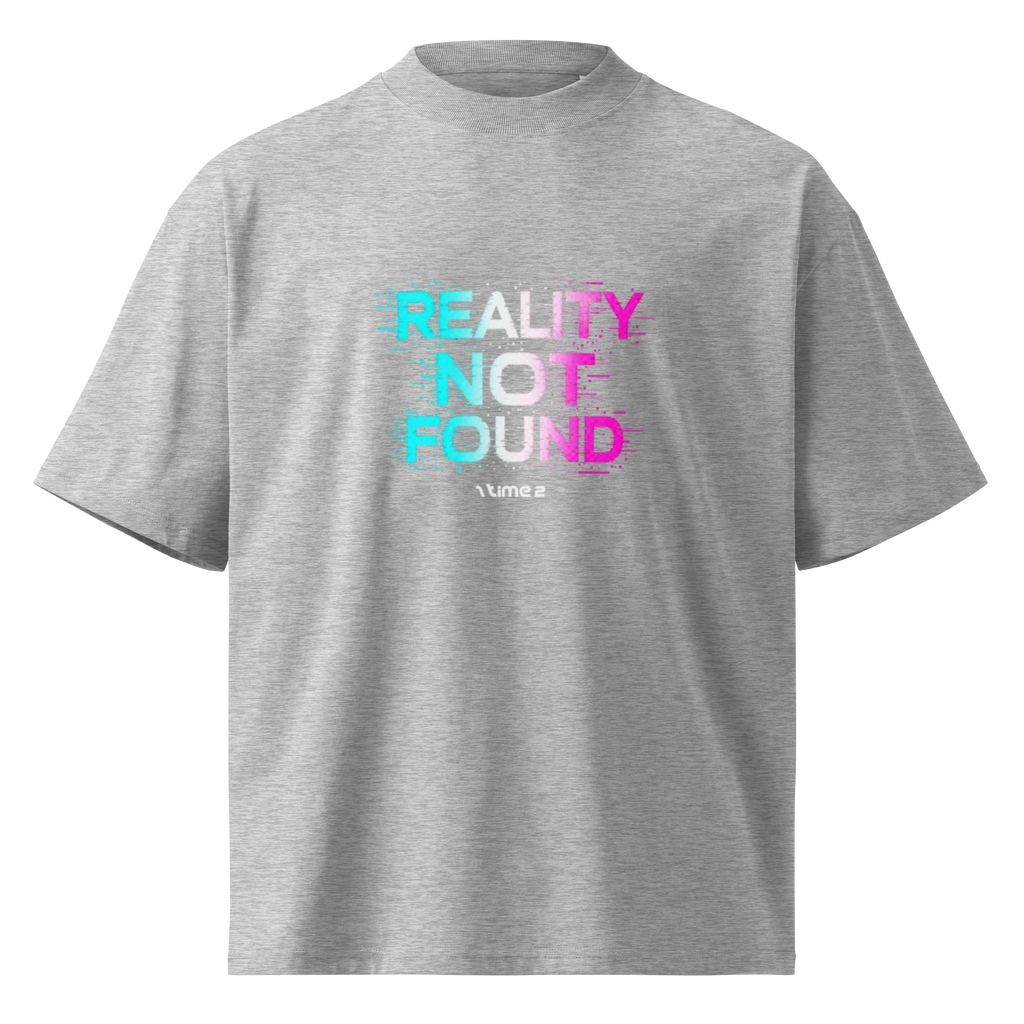 Reality Not Found – Oversized Tee in Heather Grey, front view