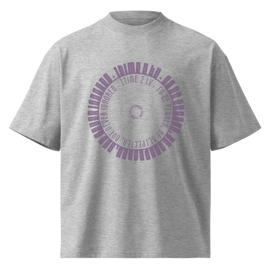 Be Feared Be U – Organic Oversized Tee in Heather Grey, front view