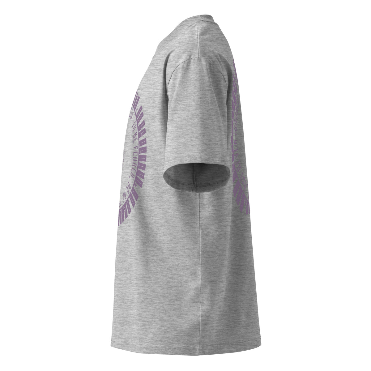 Be Feared Be U – Organic Oversized Tee in Heather Grey, left side view