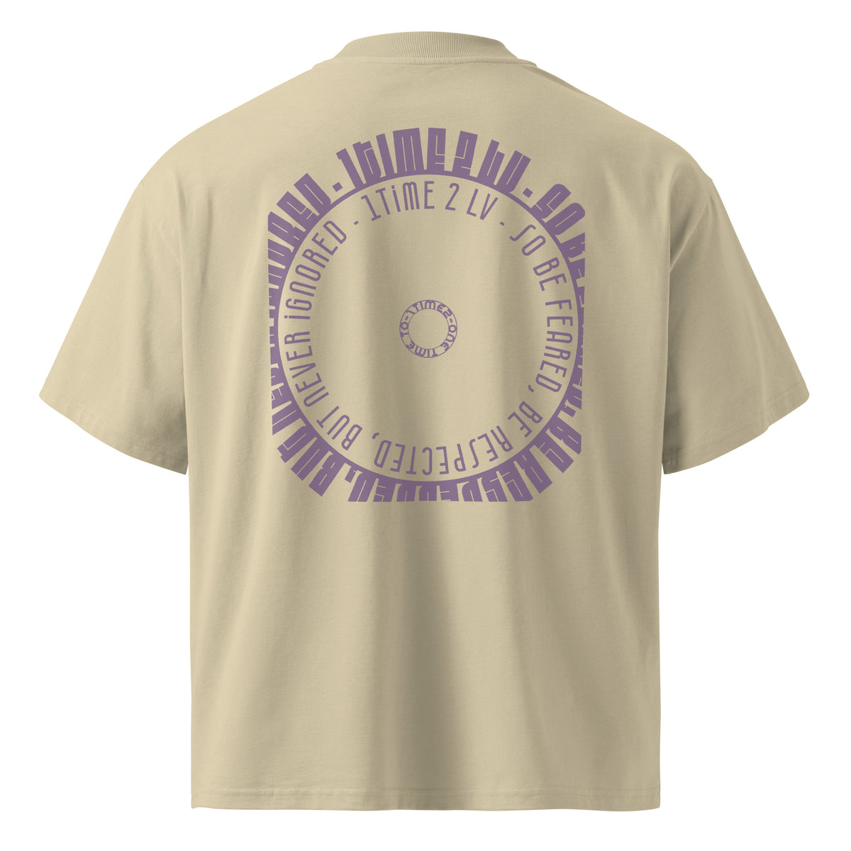 Be Feared Be U – Organic Oversized Tee in Stone, back view