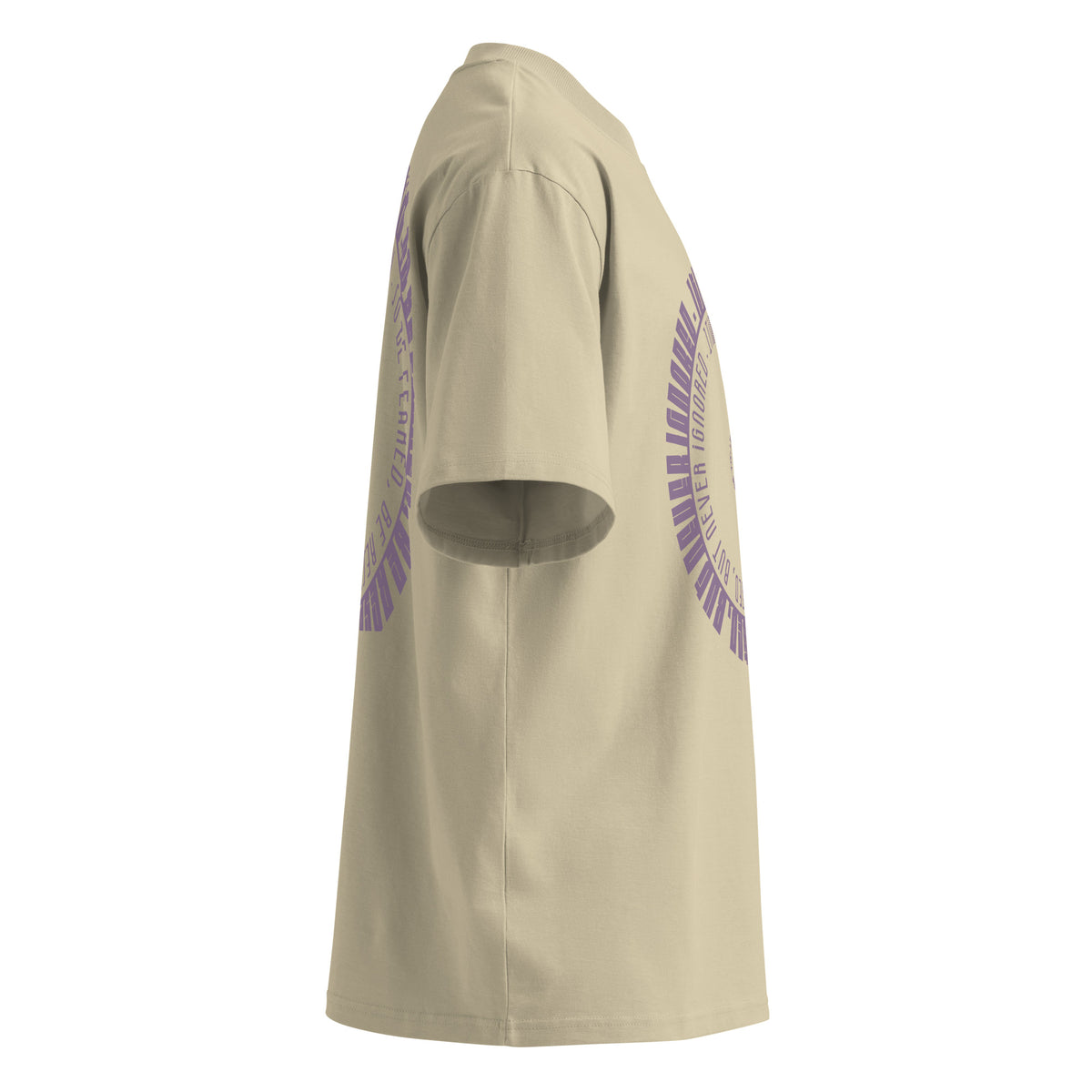 Be Feared Be U – Organic Oversized Tee in Stone, right side view