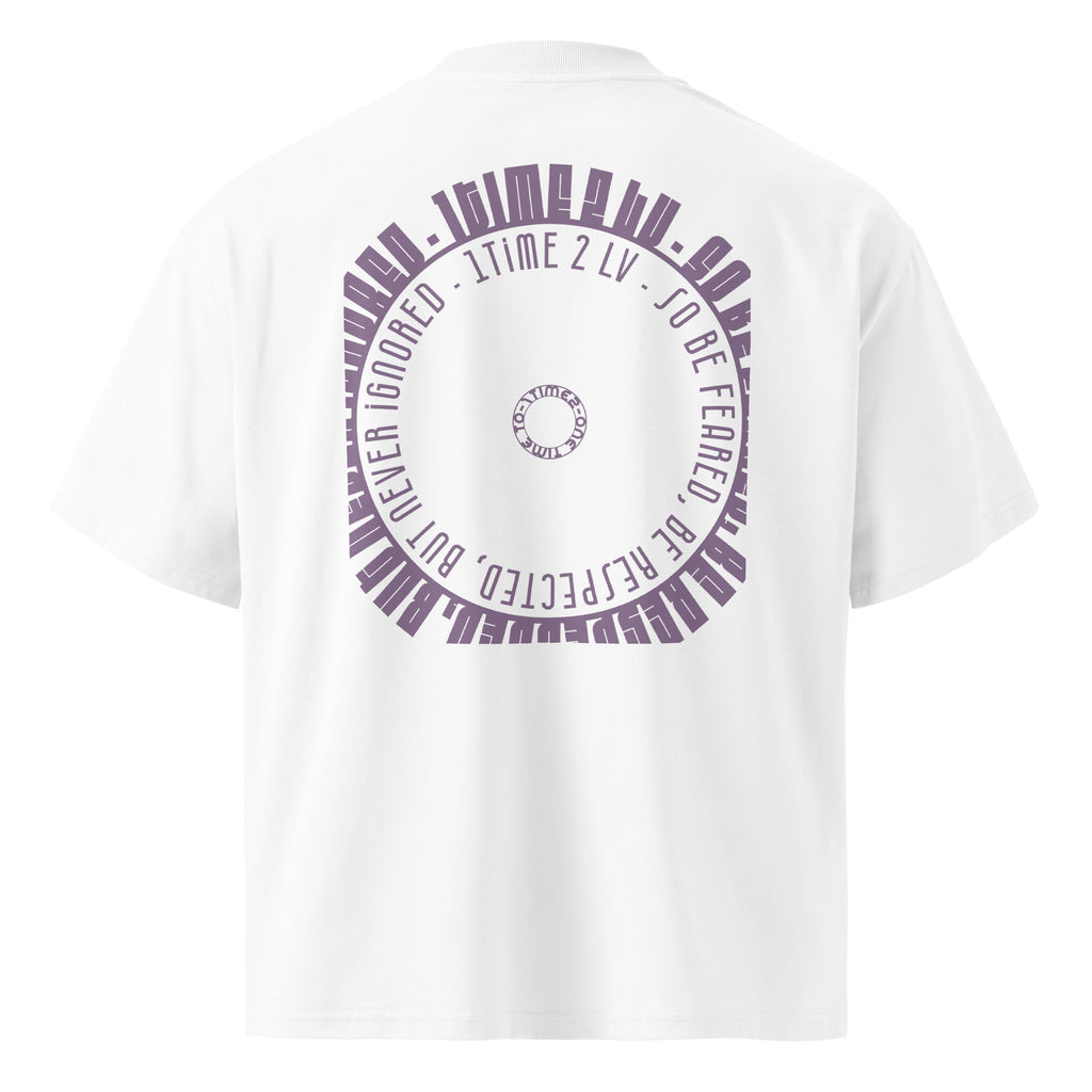 Be Feared Be U – Organic Oversized Tee in White, back view