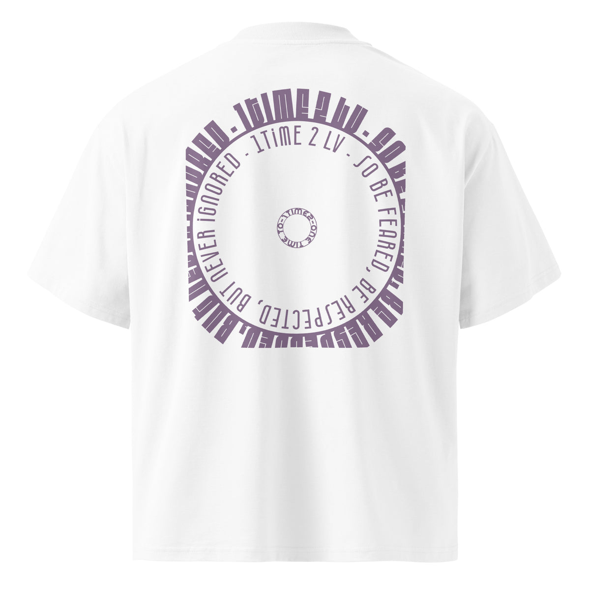 Be Feared Be U – Organic Oversized Tee in White, back view