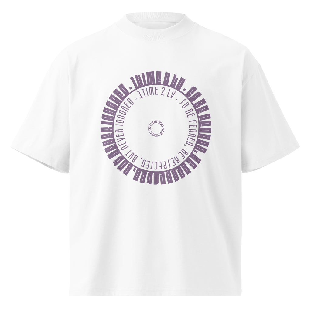 Be Feared Be U – Organic Oversized Tee in White, front view