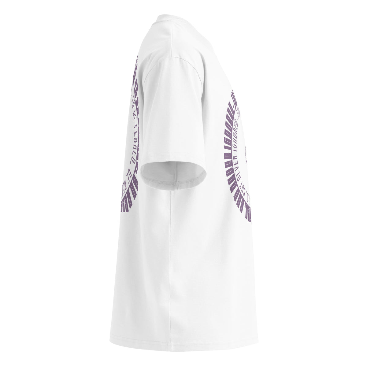 Be Feared Be U – Organic Oversized Tee in White, right side view