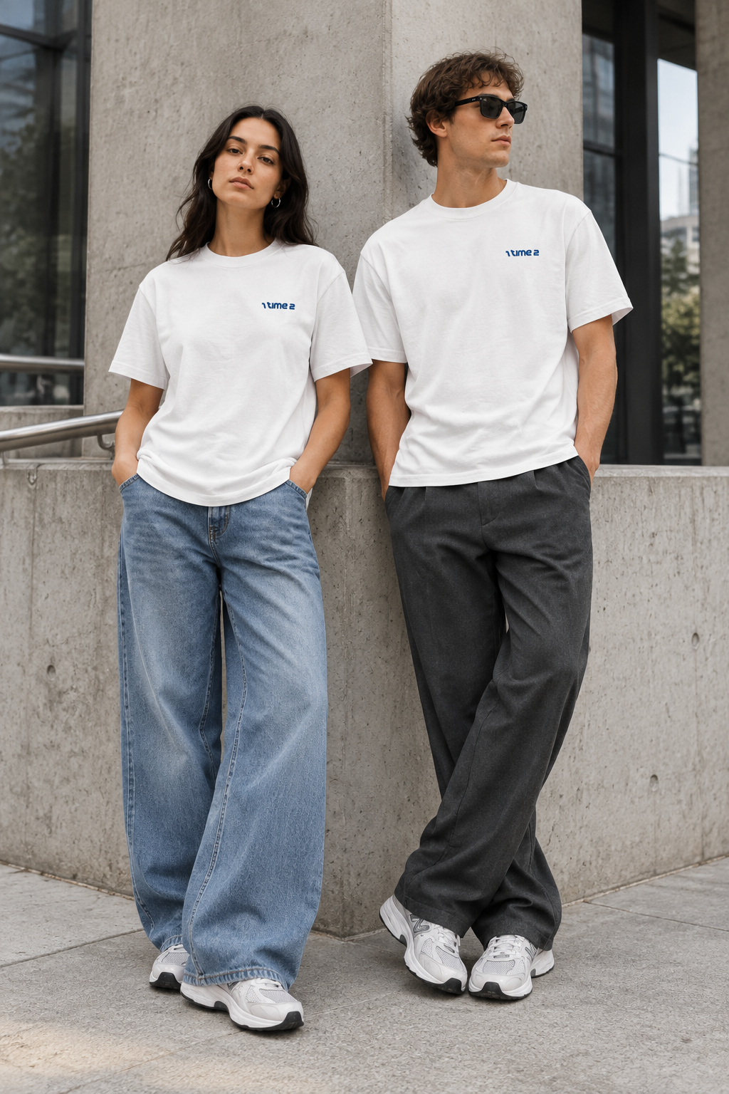 Unisex white tee campaign image